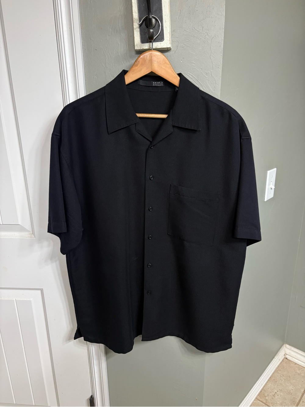 Men's Black Short-Sleeve Camp-Collar Button-Down Shirt by Blank Brand
